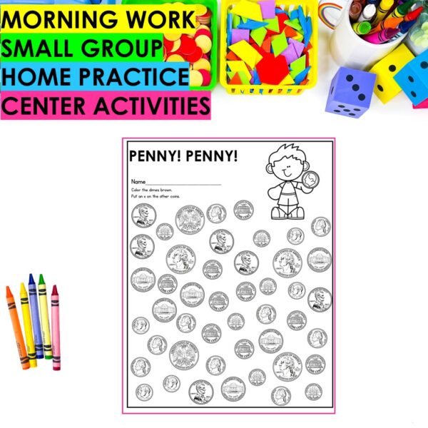 Counting Coins & Money Kindergarten Math Practice Worksheets No Prep Activities - Image 4
