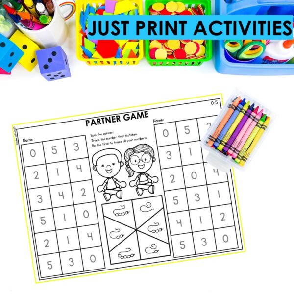 Counting Numbers to 20 Math Worksheets Kindergarten No Prep Partner Games - Image 3