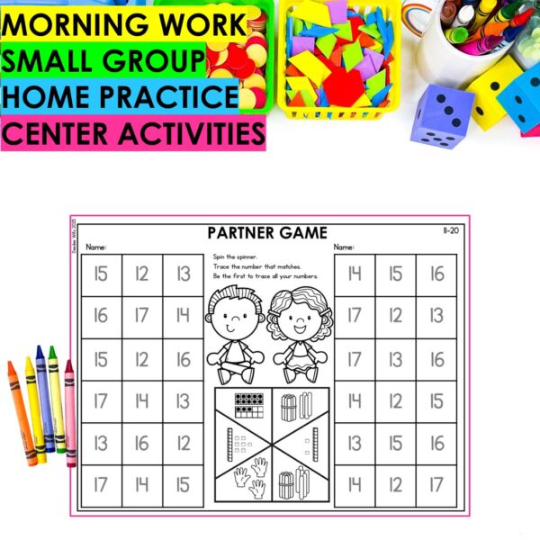 Counting Numbers to 20 Math Worksheets Kindergarten No Prep Partner Games - Image 4