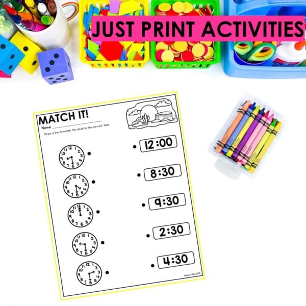 Telling Time Math Worksheets Kindergarten No Prep Activities Practice - Image 3