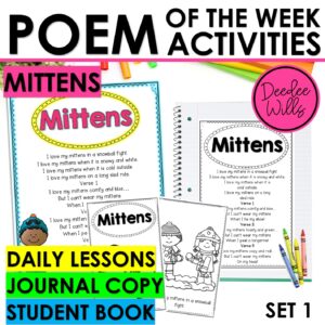 Mittens Snow Poem of the Week Kindergarten w Activities & Fluency Lesson