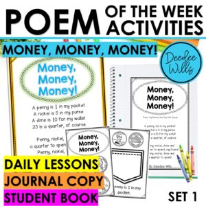Money Poem of the Week Counting Money Kindergarten w Activities & Fluency Lesson