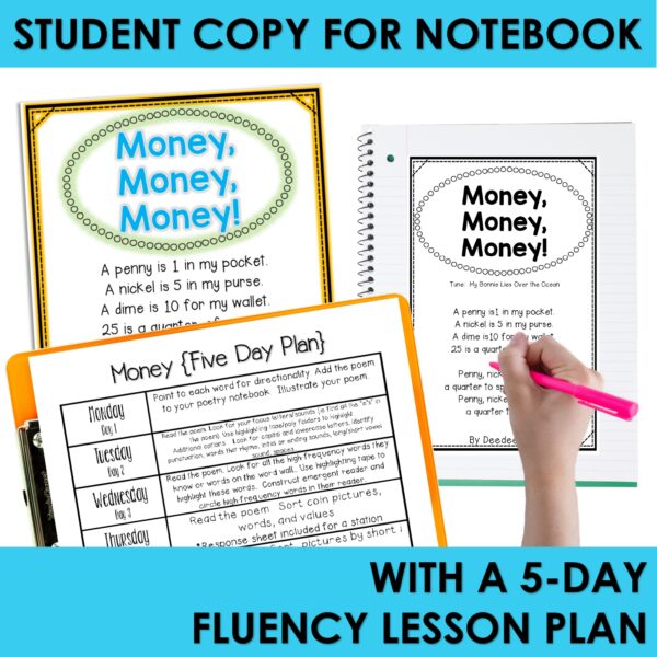 Money Poem of the Week Counting Money Kindergarten w Activities & Fluency Lesson - Image 3