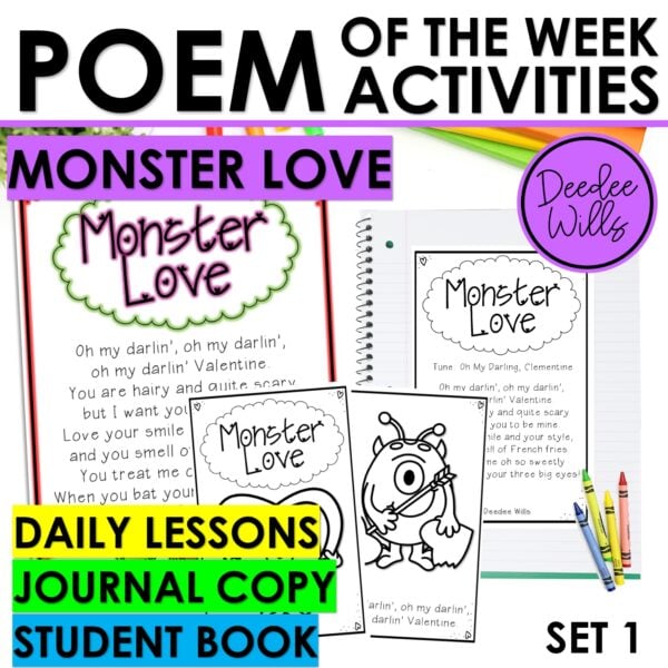 Monster Love Valentine Poem of the Week Kindergarten Activities & Fluency Lesson