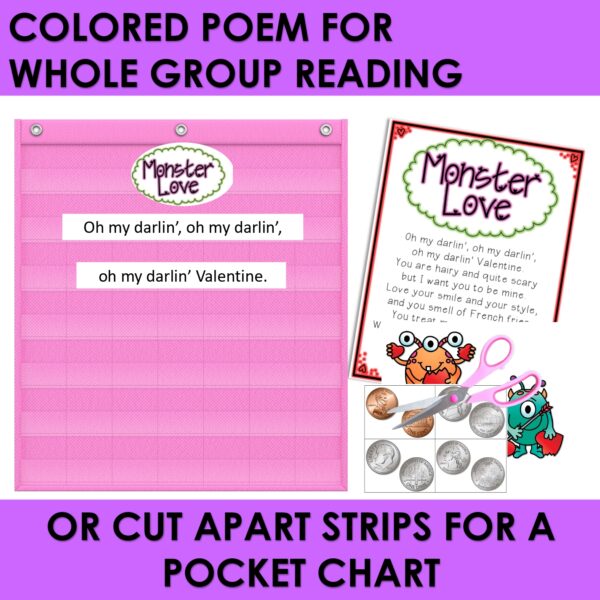 Monster Love Valentine Poem of the Week Kindergarten Activities & Fluency Lesson - Image 2
