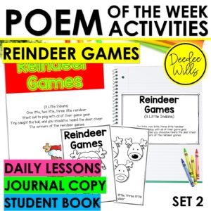 Reindeer Games Poem of the Week Kindergarten w Activities & Fluency Lesson