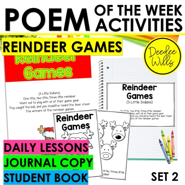 Reindeer Games Poem of the Week Kindergarten w Activities & Fluency Lesson