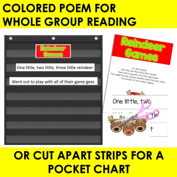 Reindeer Games Poem of the Week Kindergarten w Activities & Fluency Lesson - Image 2