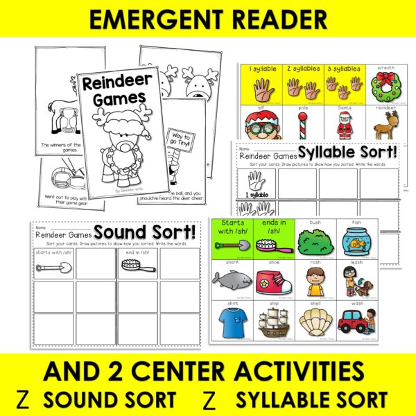 Reindeer Games Poem of the Week Kindergarten w Activities & Fluency Lesson - Image 4