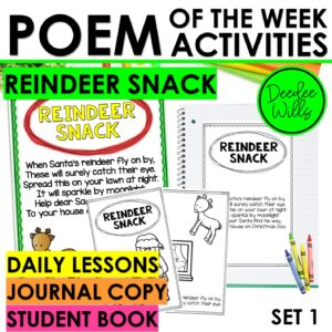 Reindeer Poem & Reindeer Snack Emergent Reader December Poem & Poetry for Kids