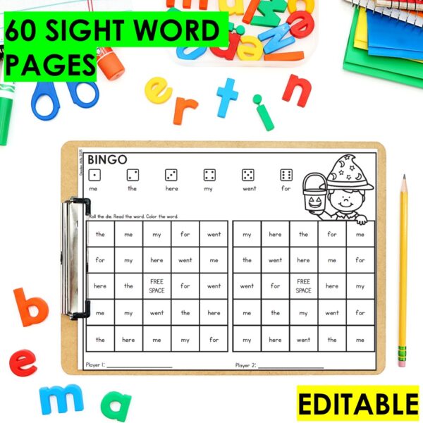 Sight Word Bingo Seasonal Editable Game Set – 60 Printable Bingo Activities - Image 2