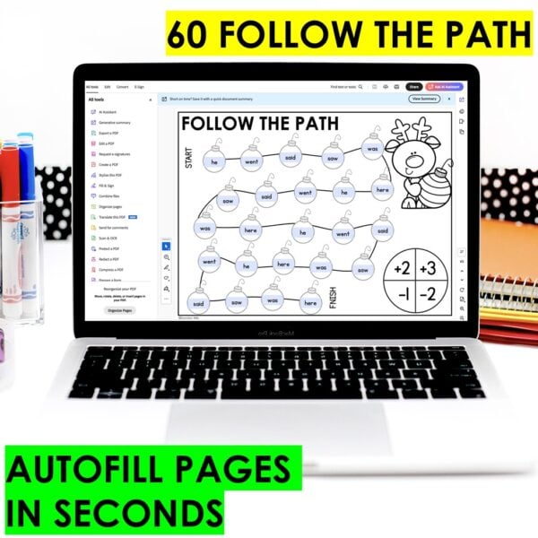 Editable Sight Word Game Follow the Path Worksheets High Frequency Word Practice - Image 3
