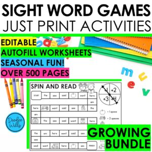 Editable Sight Word Games & Worksheets Practice UFLI Sight Words Bundle
