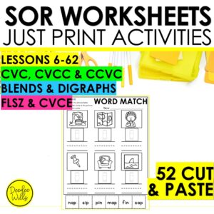 Cut and Paste Phonics Practice Activities - CVC, CCVC, CVCC & CVCe Worksheets