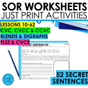 Writing Sentences Phonics Practice Activities CVC, CCVC, CVCC & CVCe Worksheets