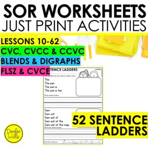 Sentence Pyramid Ladders - CVC, CCVC, CVCC & CVCe Fluency Practice Worksheets!