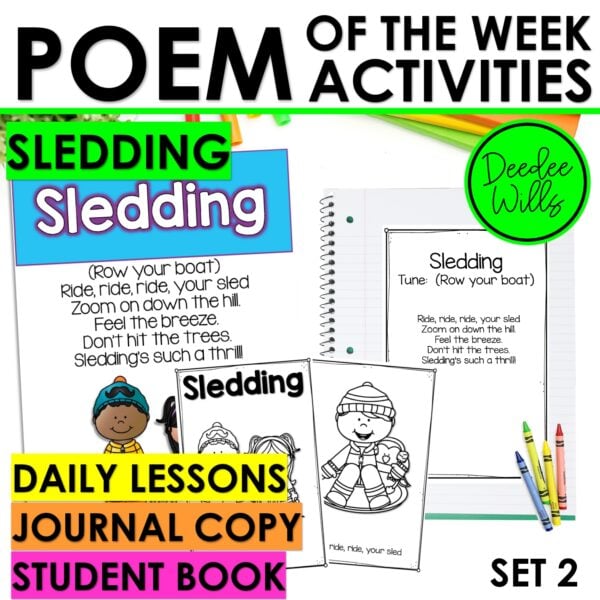 Sledding in the Snow Poem of the Week Kindergarten w Activities & Fluency Lesson