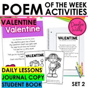 Valentine Poem of the Week Valentine Kindergarten Activities & Fluency Lesson