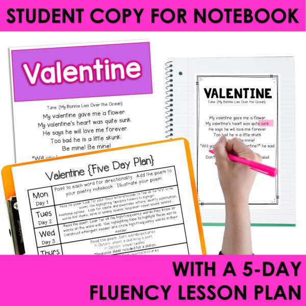 Valentine Poem of the Week Valentine Kindergarten Activities & Fluency Lesson - Image 3
