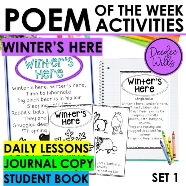 Winter Animals Poem of the Week Kindergarten w Activities & Fluency Lesson