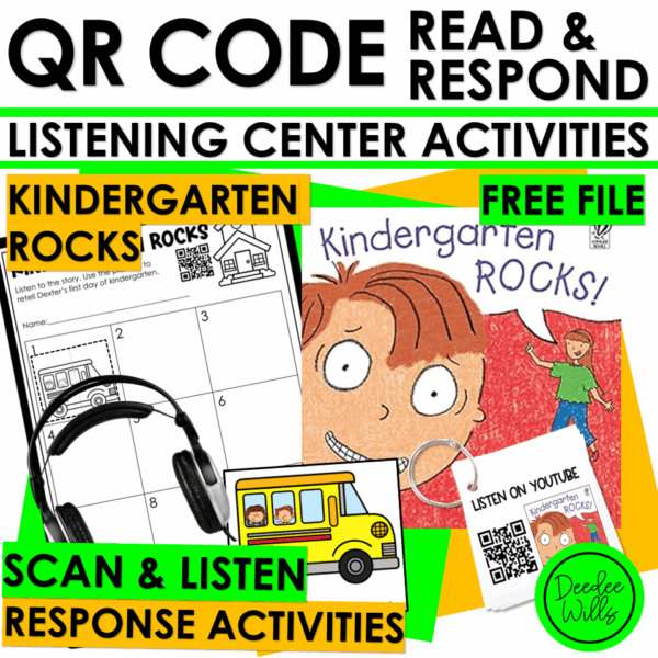 Kindergarten Rocks Free QR Code Listening Center Read Aloud Books and Activities