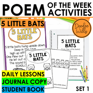 Echolocation Bat Poem for Kindergarten & 1st Grade w Activities & Fluency Lesson