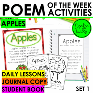 Apple Week Poem w Emergent Reader, Apple Color Sorting & Rhyming Activities