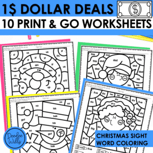 Christmas Sight Word Coloring Page & Holiday Morning Worksheets Packet Fun