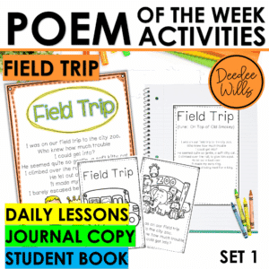 Field Trip Poem Kindergarten & 1st Grade w Poetry Activities & Fluency Lesson