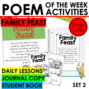 Thanksgiving Feast Poem of the Week Kindergarten w Activities & Fluency Lesson