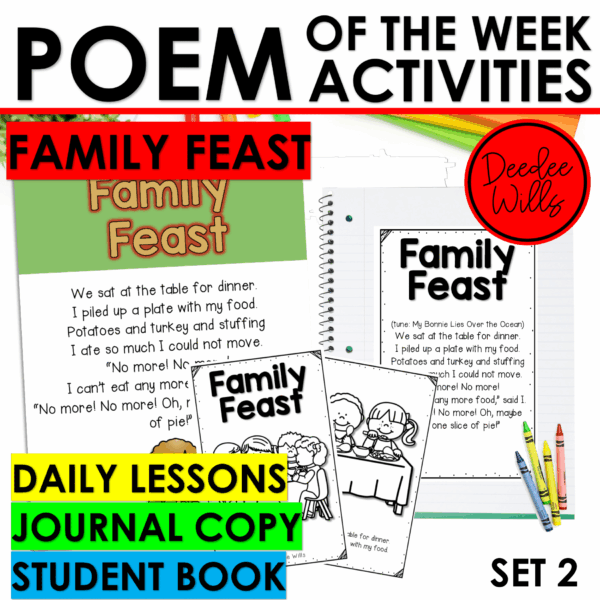 Thanksgiving Feast Poem of the Week Kindergarten w Activities & Fluency Lesson