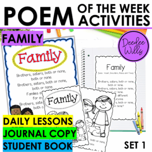 Family Poem of the Week Kinder 1st Grade w Poetry Activities & Fluency Lesson
