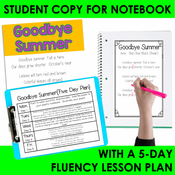 Goodbye Summer Hello Autumn Poem of the Week Kindergarten 1st Grade Activities - Image 3
