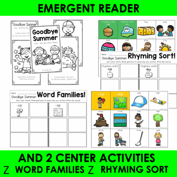 Goodbye Summer Hello Autumn Poem of the Week Kindergarten 1st Grade Activities - Image 4
