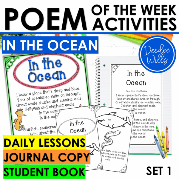 Ocean Animal Poem Kindergarten & 1st Grade w Poetry Activities & Fluency Lesson