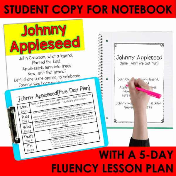 Who Was Johnny Appleseed Activities 1st Grade Kindergarten Poem & Printable Book - Image 3