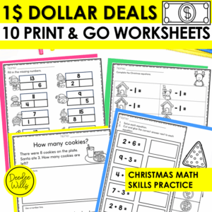 Christmas Tree Math Review Kindergarten Worksheets Counting, Tracing, Addition