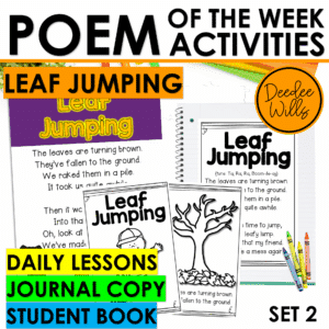 Leaf Jumping Poem of the Week for Kindergarten w Activities & Fluency Lesson