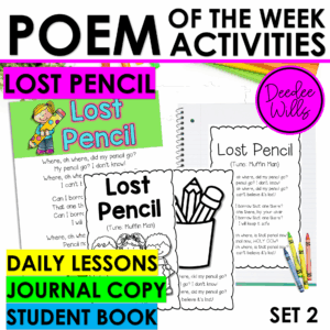 Lost Pencil Back to School Poem of the Week for Kindergarten 1st Grade w Lesson