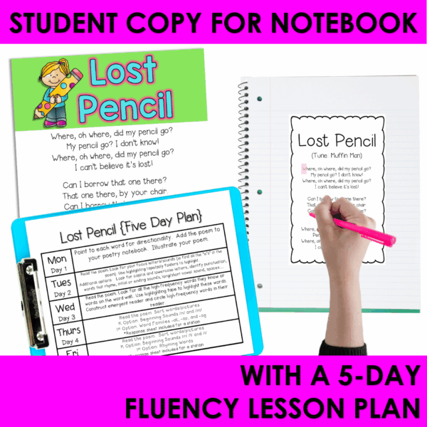 Lost Pencil Back to School Poem of the Week for Kindergarten 1st Grade w Lesson - Image 3
