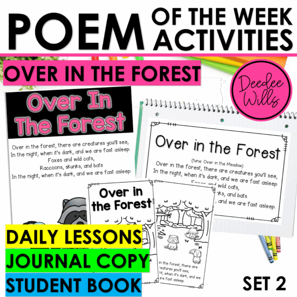 Nocturnal Animals Poem of the Week Kindergarten w Activities & Fluency Lesson