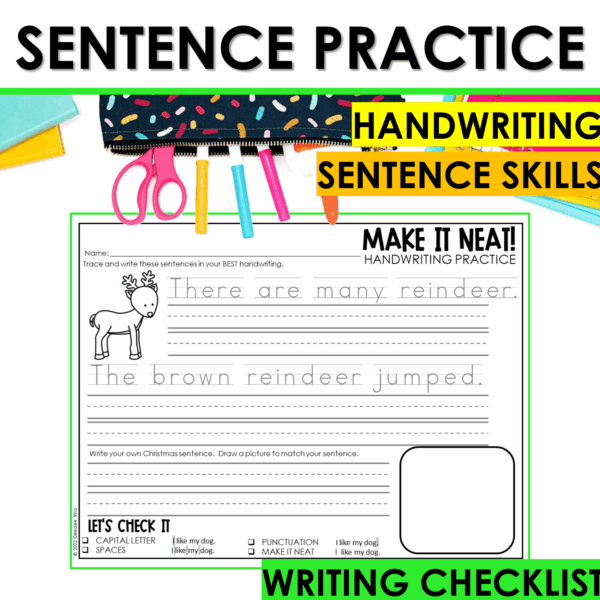 Christmas Handwriting Worksheets Letter Tracing Sentence Writing Practice - Image 3