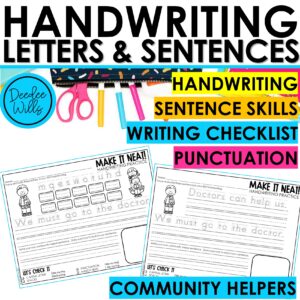 Community Helpers Handwriting Letter Tracing Sentence Writing Phonics Worksheets