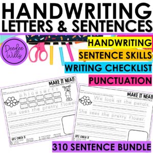 Sentence Writing Practice Worksheets Kindergarten 1st Grade Simple Handwriting