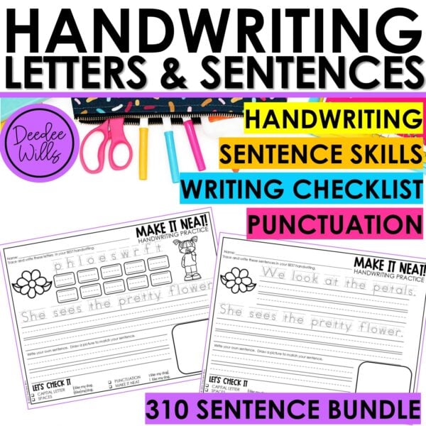 Sentence Writing Practice Worksheets Kindergarten 1st Grade Simple Handwriting