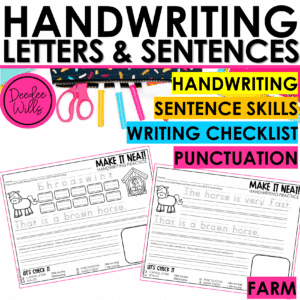 Farm Animal Worksheets Letter Tracing Handwriting & Sentence Writing Practice