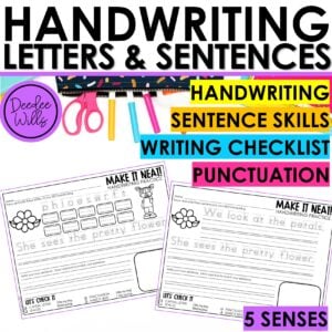 5 Senses Worksheets Handwriting Sentence Writing & Tracing Five Senses of Spring