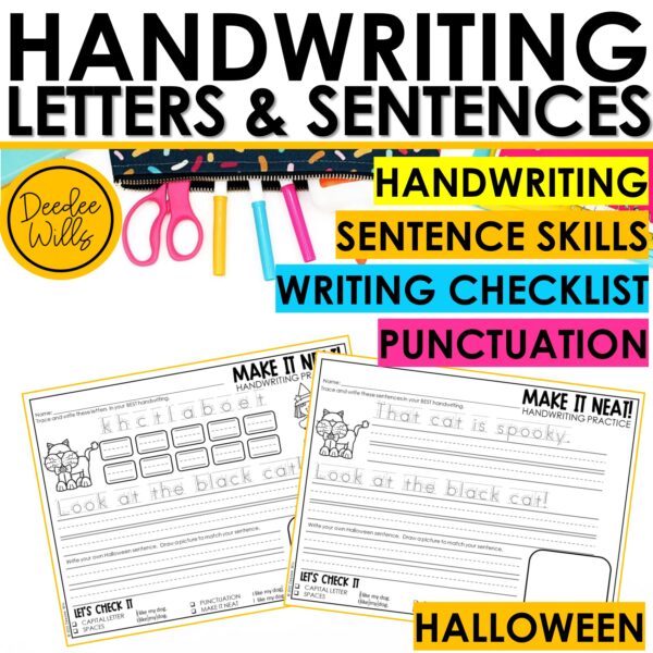 Halloween Handwriting Practice Letter Tracing Sentence Writing Decodable Sheets