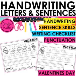Valentines Day Handwriting with Letter Tracing and Sentences Phonics Worksheets