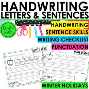 Winter Holiday Worksheets Kindergarten Sentence Writing & Handwriting Practice